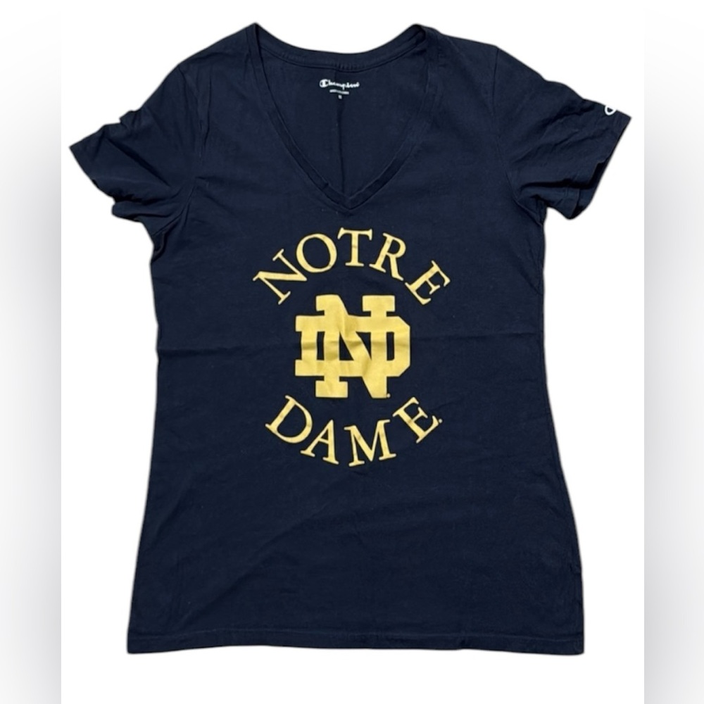 CHAMPION Notre Dame V-Neck Short Sleeve Tee Size Medium